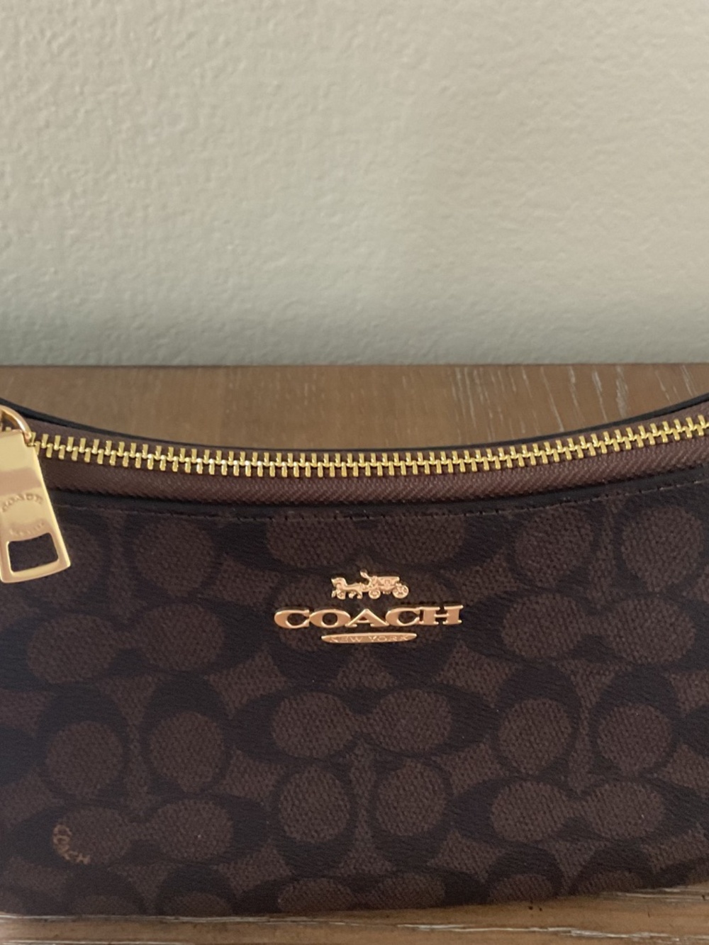 Coach Teri Shoulder Bag In Canvas Signature Canvas/Gold/Walnut/Black - Picture 6 of 11